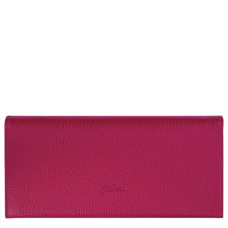 Dark Pink Longchamp Le Foulonné Continental Women Wallet | Ksa-913CKRSHF