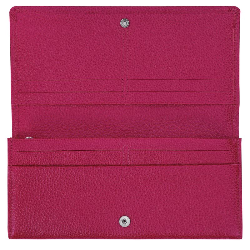 Dark Pink Longchamp Le Foulonné Continental Women Wallet | Ksa-913CKRSHF