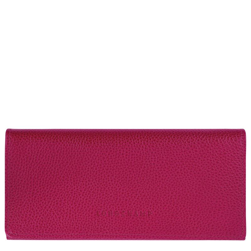 Dark Pink Longchamp Le Foulonné Continental Women Wallet | Ksa-913CKRSHF
