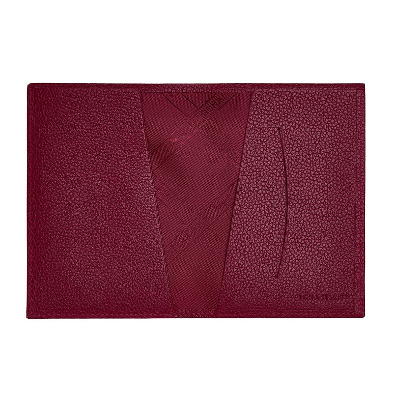 Dark Pink Longchamp Le Foulonné Women Passport Holder | Ksa-935UVDEHC