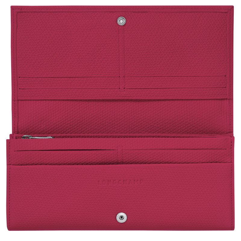 Dark Pink Longchamp Le Roseau Flap Women Wallet | Ksa-568BDXZGW