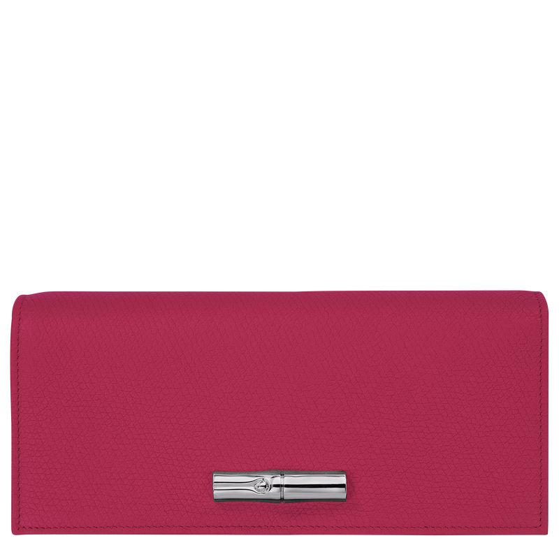 Dark Pink Longchamp Le Roseau Flap Women Wallet | Ksa-568BDXZGW