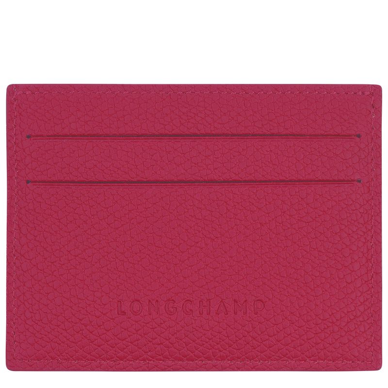 Dark Pink Longchamp Le Roseau Women Card Holder | Ksa-834MOALYT