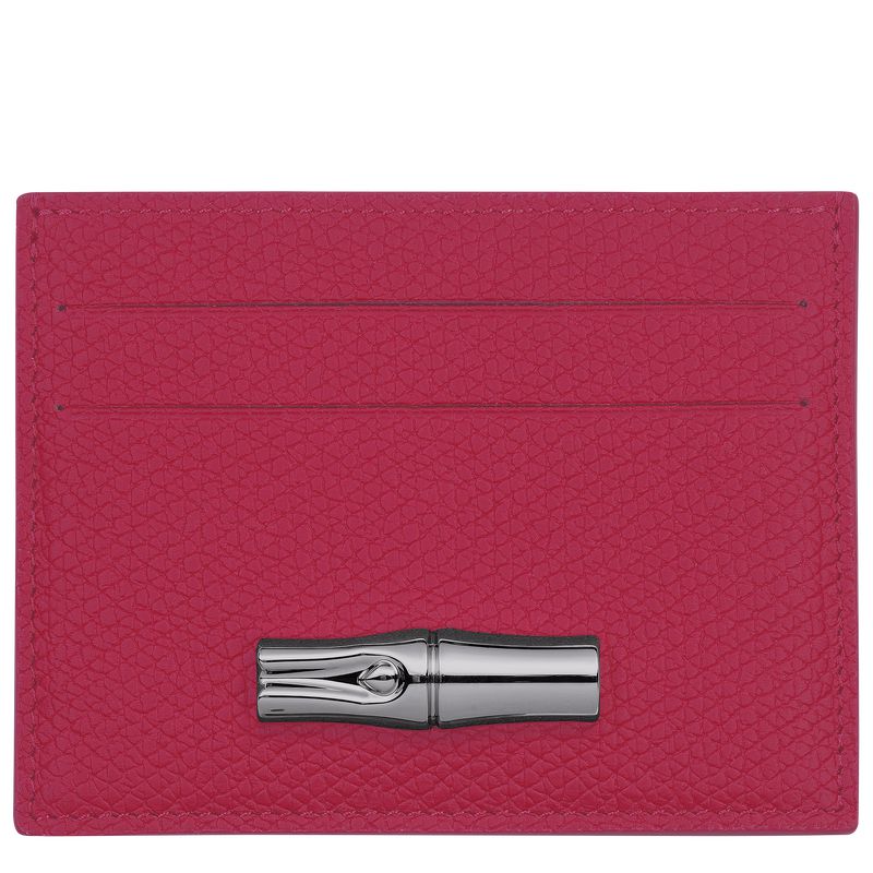 Dark Pink Longchamp Le Roseau Women Card Holder | Ksa-834MOALYT