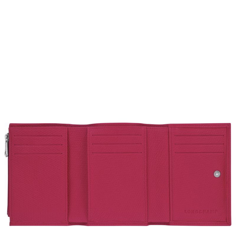 Dark Pink Longchamp Le Roseau Women Wallet | Ksa-314CDAYWV