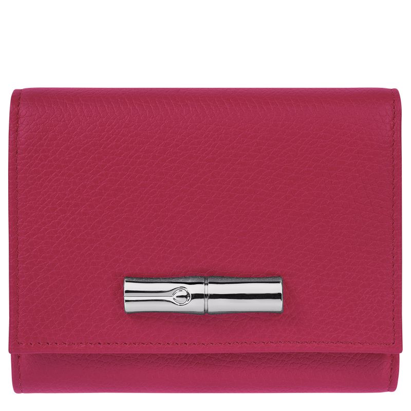 Dark Pink Longchamp Le Roseau Women Wallet | Ksa-314CDAYWV