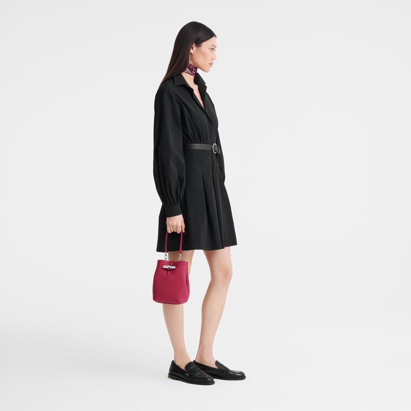 Dark Pink Longchamp Le Roseau Xs Women Bucket Bag | Ksa-908ZBWSOL