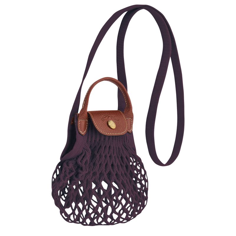 Dark Purple Longchamp Le Pliage Filet Xs Women Mesh Bag | Ksa-401FAGKQC