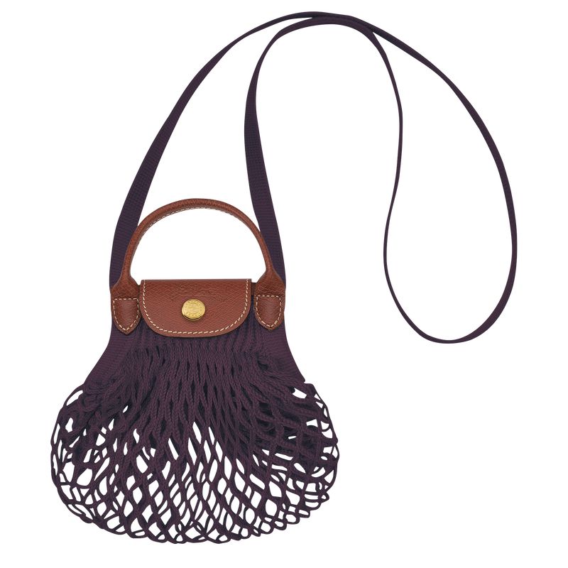 Dark Purple Longchamp Le Pliage Filet Xs Women Mesh Bag | Ksa-401FAGKQC