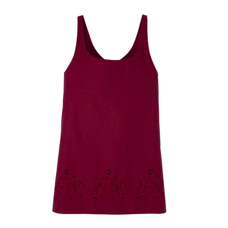 Dark Red Longchamp Embroidered Canvas Women Dress | Ksa-960ZXWDCL