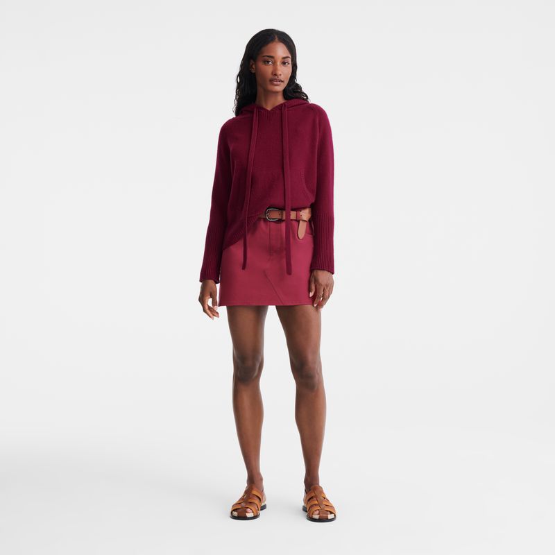 Dark Red Longchamp Hoodie Women Jumper | Ksa-256YSJTIQ