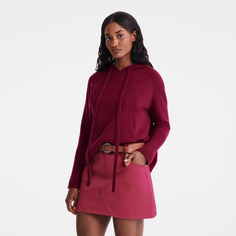 Dark Red Longchamp Hoodie Women Jumper | Ksa-256YSJTIQ