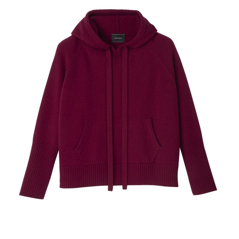 Dark Red Longchamp Hoodie Women Jumper | Ksa-256YSJTIQ