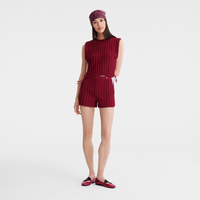 Dark Red Longchamp Knit Women Top | Ksa-601JSNEYA