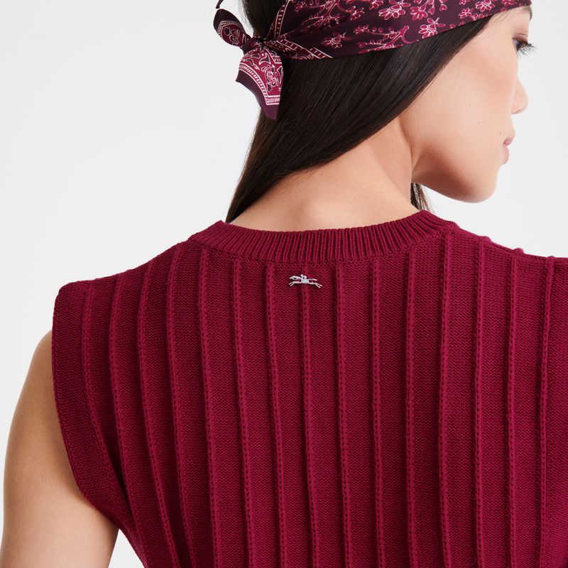 Dark Red Longchamp Knit Women Top | Ksa-601JSNEYA