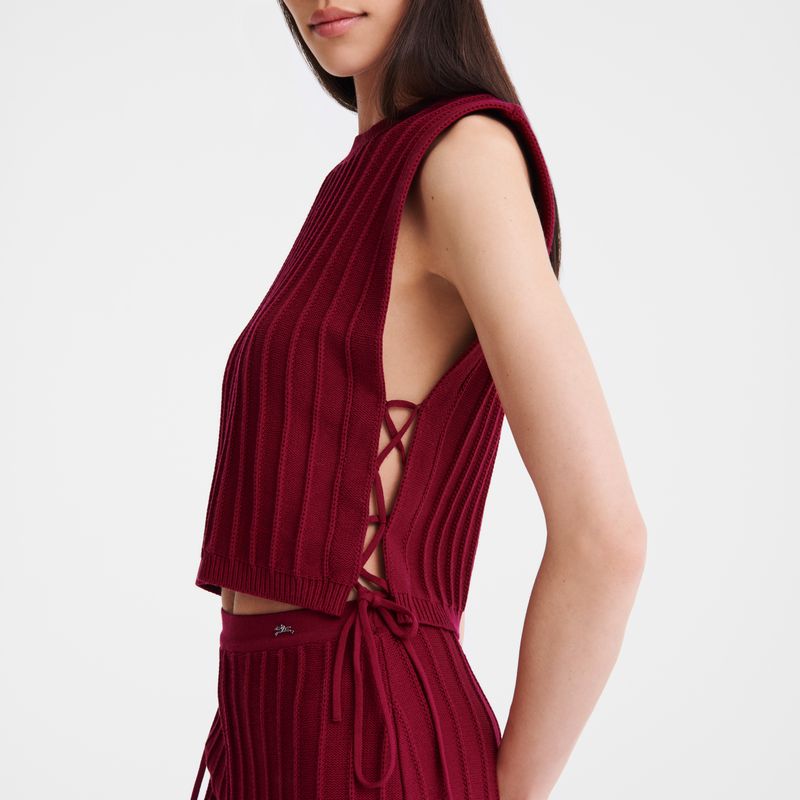 Dark Red Longchamp Knit Women Top | Ksa-601JSNEYA