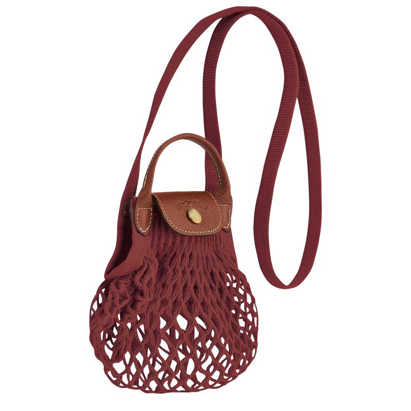 Dark Red Longchamp Le Pliage Filet Xs Women Mesh Bag | Ksa-519XETGKB