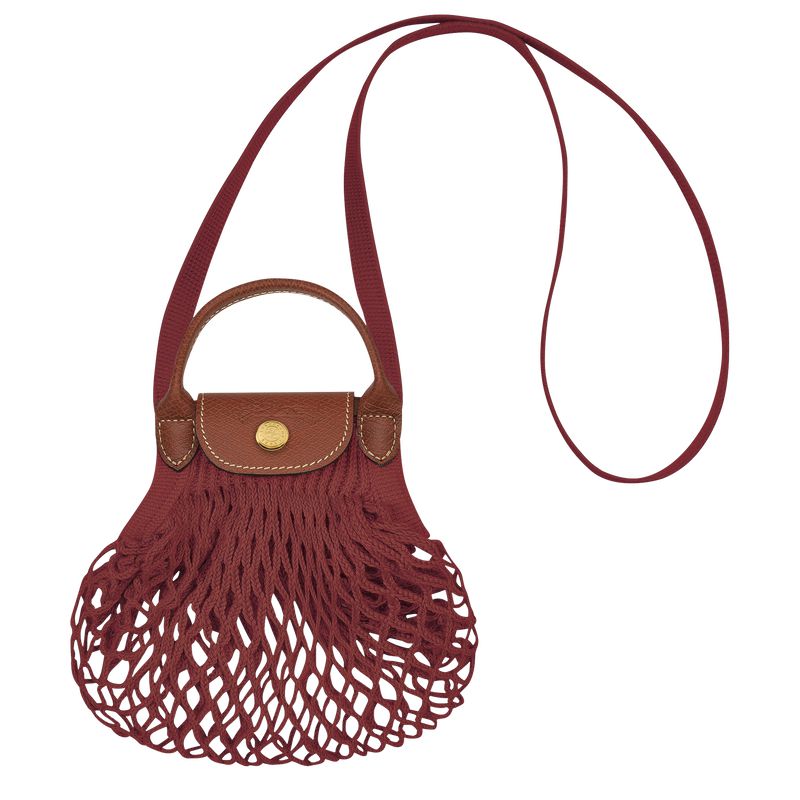 Dark Red Longchamp Le Pliage Filet Xs Women Mesh Bag | Ksa-519XETGKB