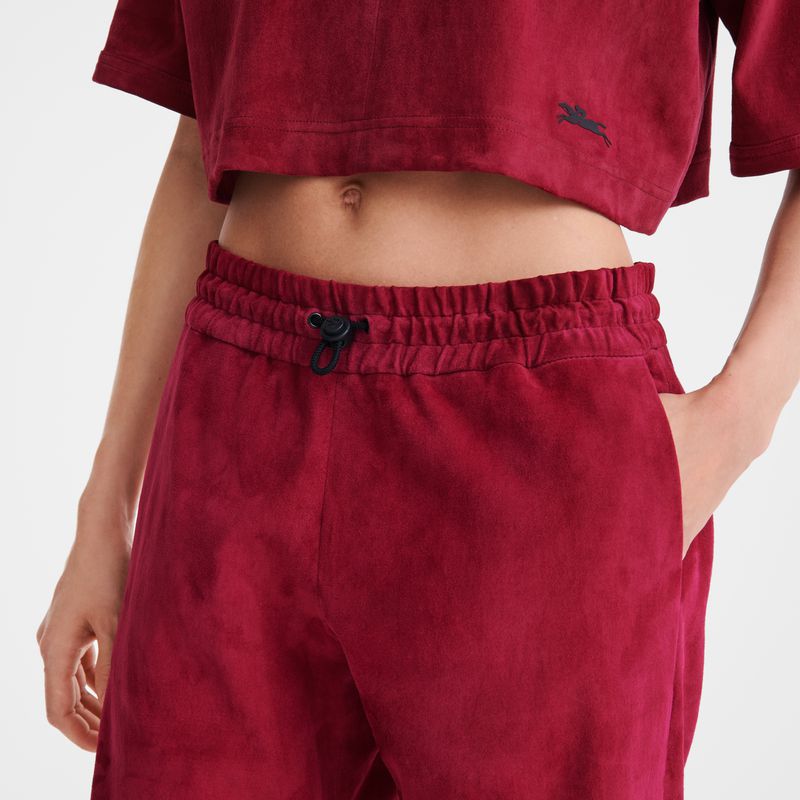 Dark Red Longchamp Leather Straight Women Pants | Ksa-849QWOKST