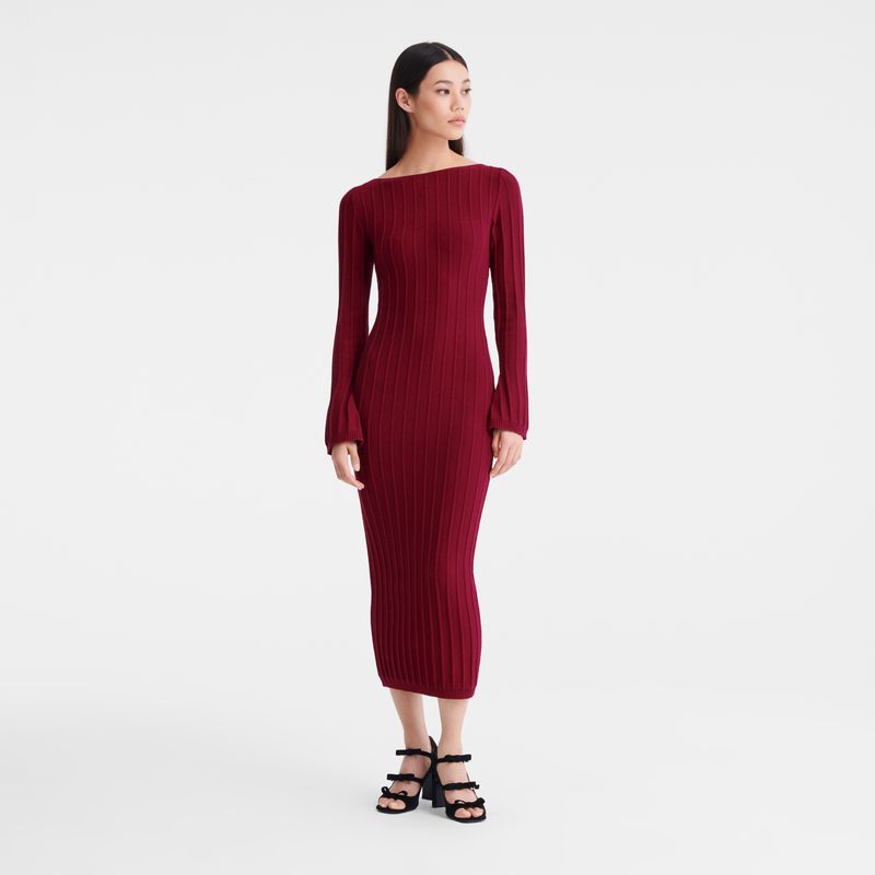 Dark Red Longchamp Long Women Dress | Ksa-614PIKNRV