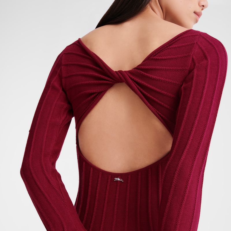 Dark Red Longchamp Long Women Dress | Ksa-614PIKNRV