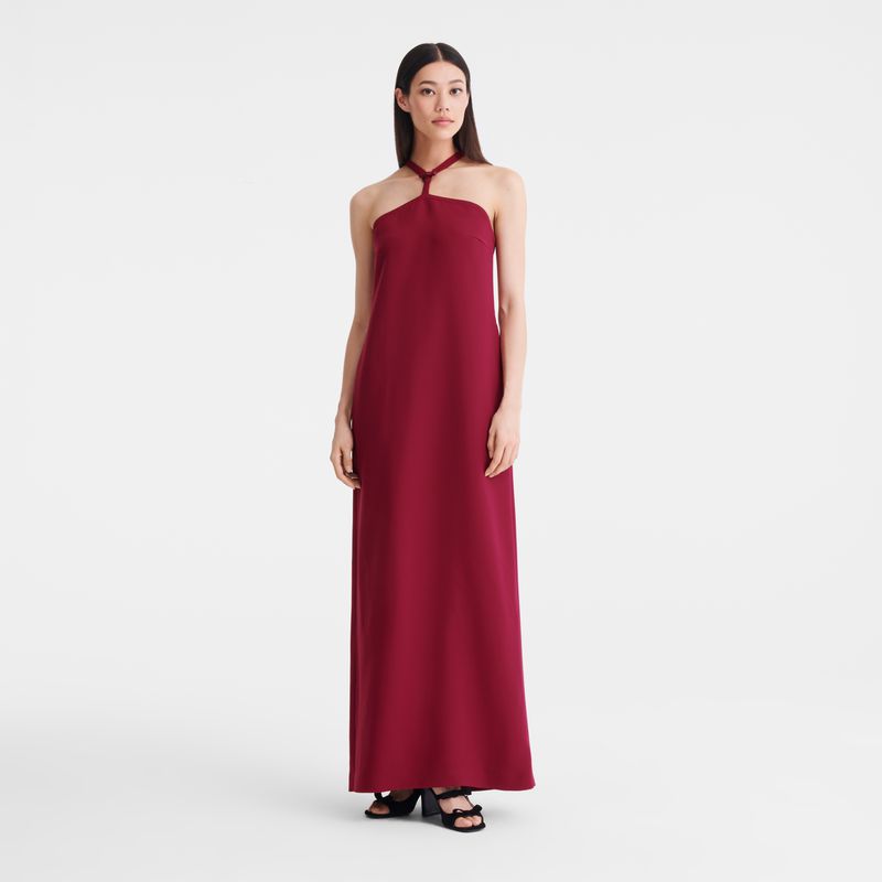 Dark Red Longchamp Long Women Dress | Ksa-325AFLHYZ