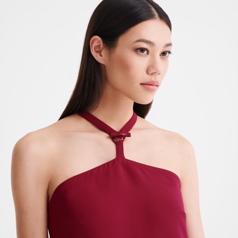 Dark Red Longchamp Long Women Dress | Ksa-325AFLHYZ