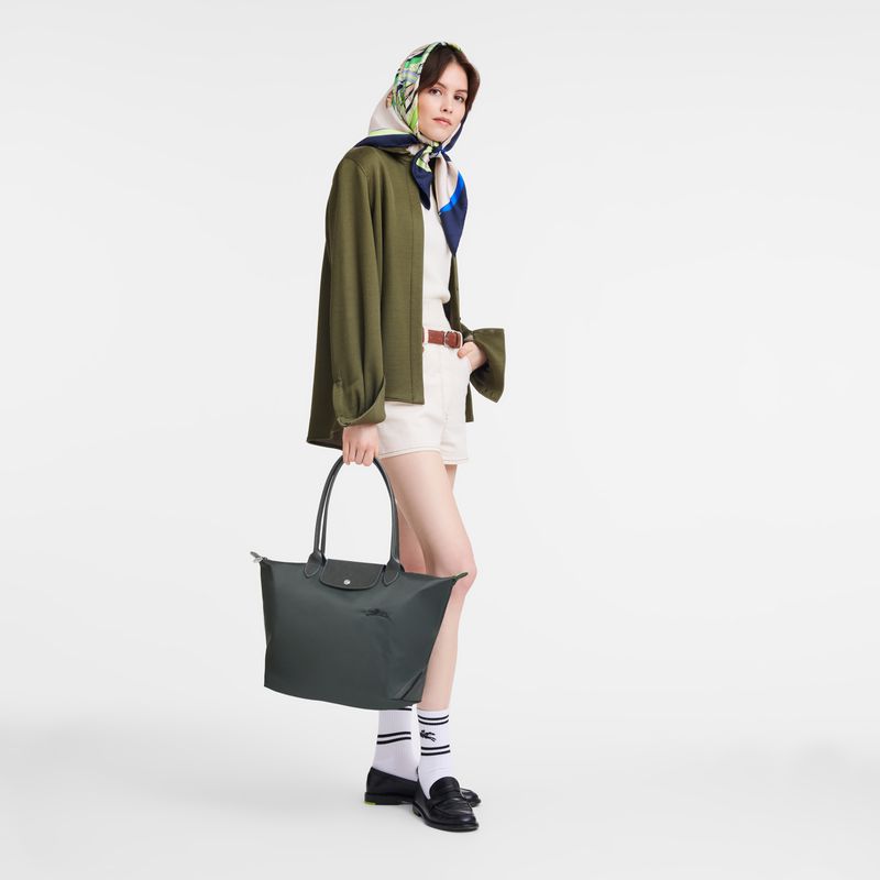 Deep Grey Longchamp Le Pliage Green L Women Tote Bag | Ksa-356WRIQCL