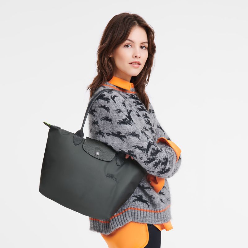 Deep Grey Longchamp Le Pliage Green M Women Tote Bag | Ksa-894DMORCF