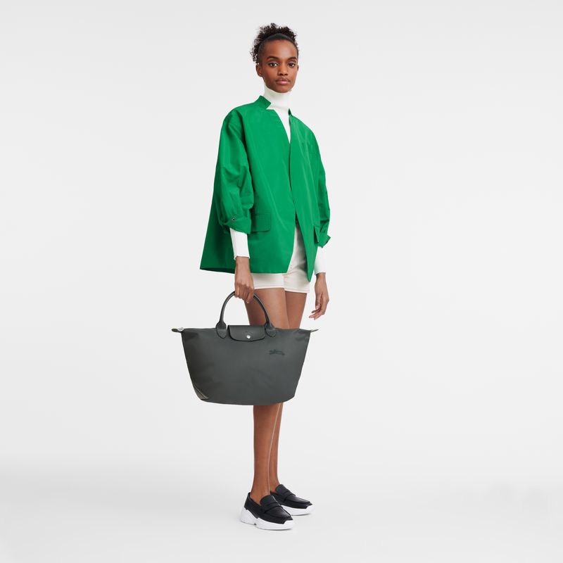 Deep Grey Longchamp Le Pliage Green M Women Handbag | Ksa-206RMGAIC
