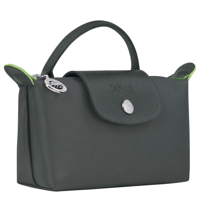 Deep Grey Longchamp Le Pliage Green With Handle Men Pouch | Ksa-265FNUMYR