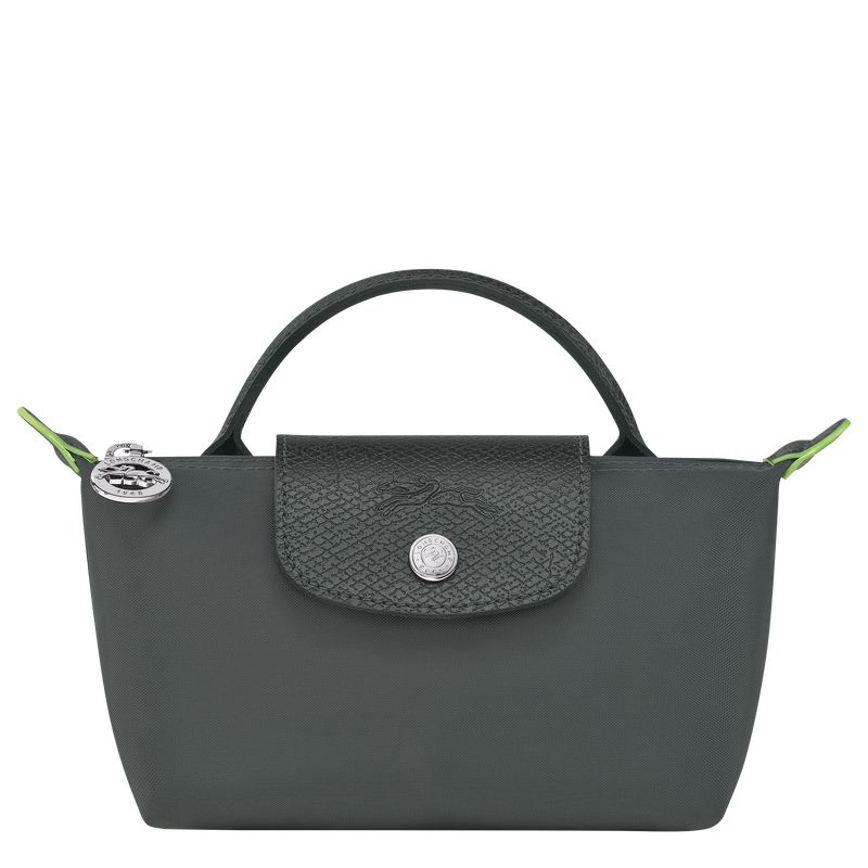 Deep Grey Longchamp Le Pliage Green With Handle Men Pouch | Ksa-265FNUMYR