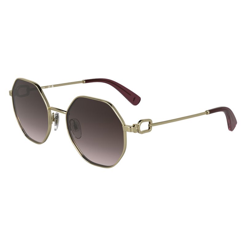 Gold / Brown Pink Longchamp Metal Women Sunglasses | Ksa-189JASXIN