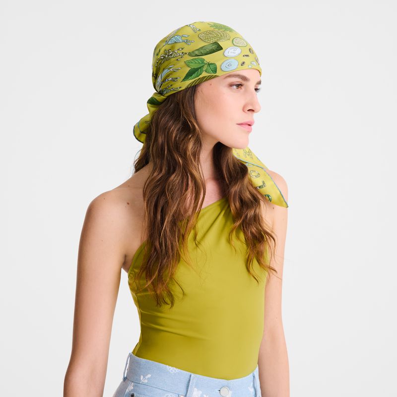 Green Longchamp Herbarium 90 Women Scarf | Ksa-650VSEBUQ