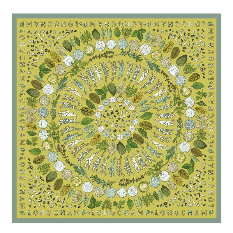 Green Longchamp Herbarium 90 Women Scarf | Ksa-650VSEBUQ