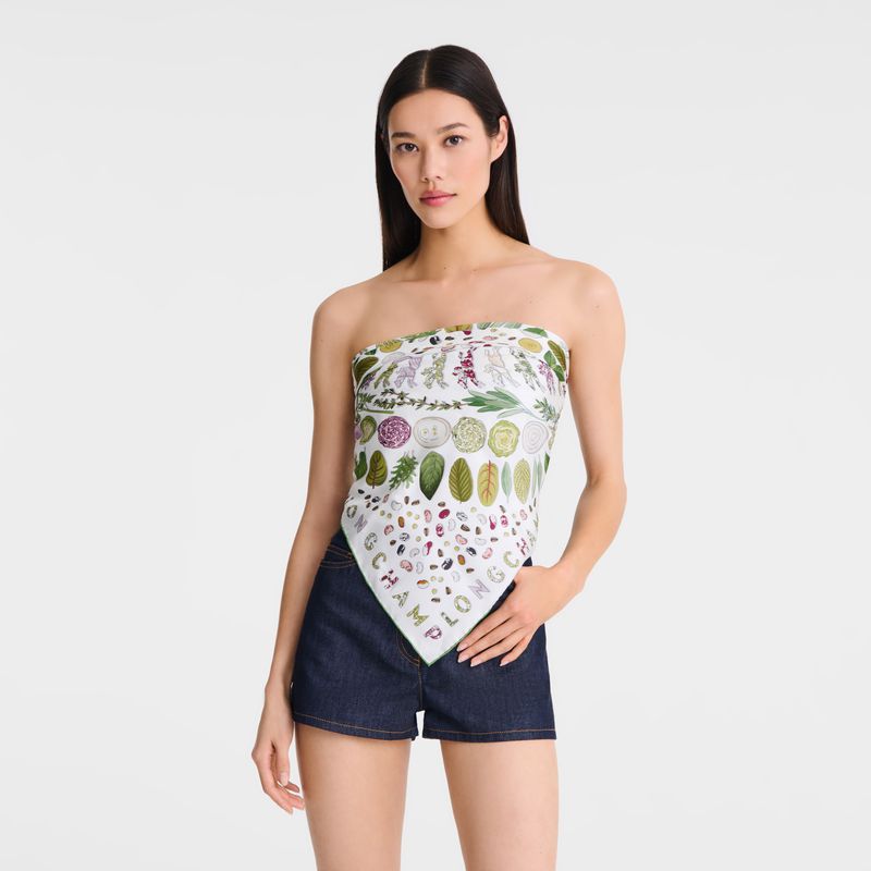 Green Longchamp Herbarium 90 Women Scarf | Ksa-561URSQKX