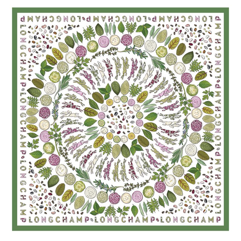 Green Longchamp Herbarium 90 Women Scarf | Ksa-561URSQKX