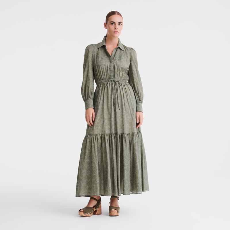 Green Longchamp Long Women Dress | Ksa-679AEBMZO