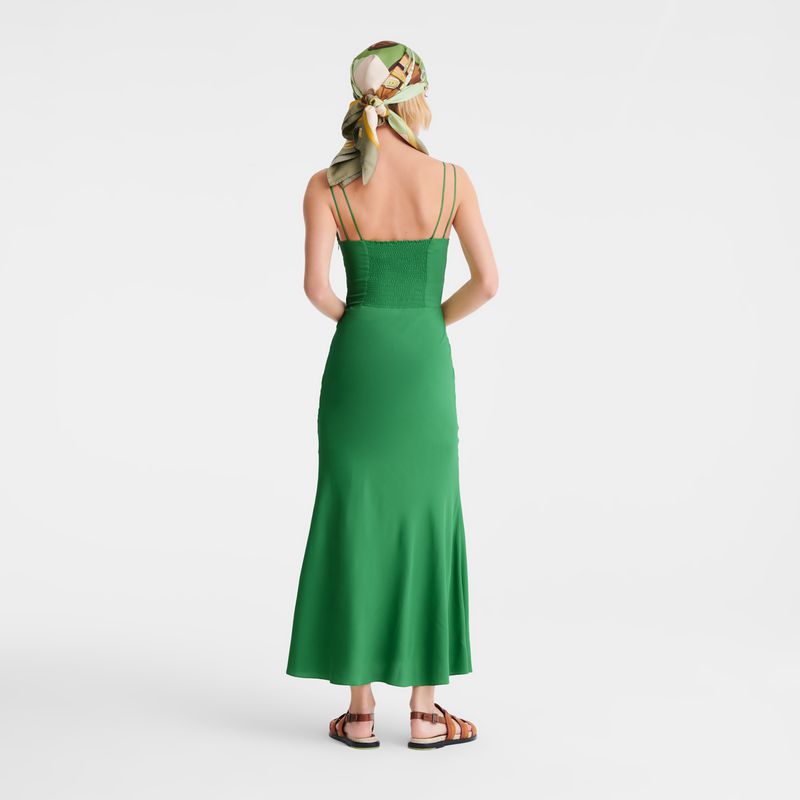 Green Longchamp Midi Women Dress | Ksa-415RCJMPG