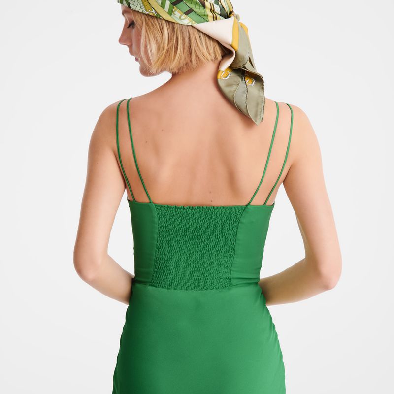 Green Longchamp Midi Women Dress | Ksa-415RCJMPG