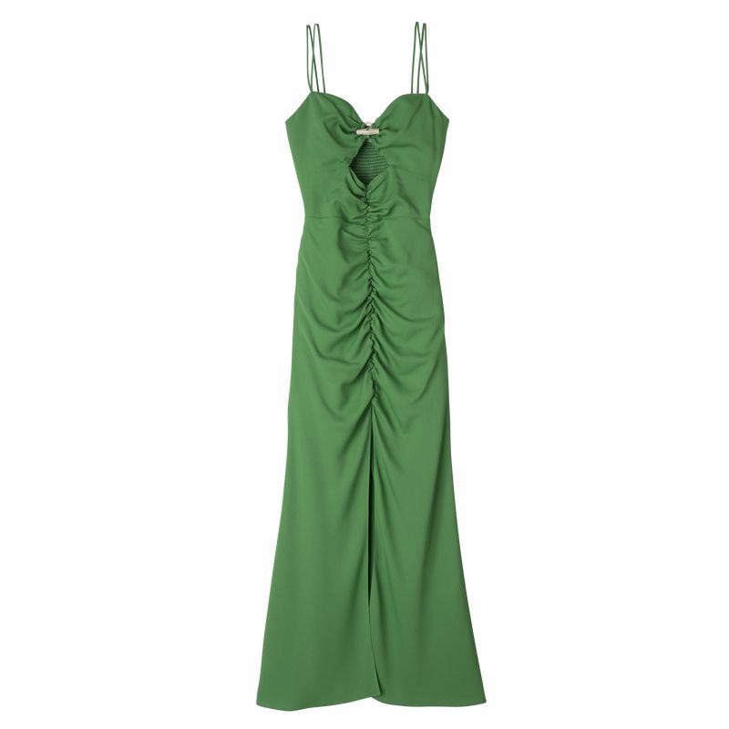 Green Longchamp Midi Women Dress | Ksa-415RCJMPG