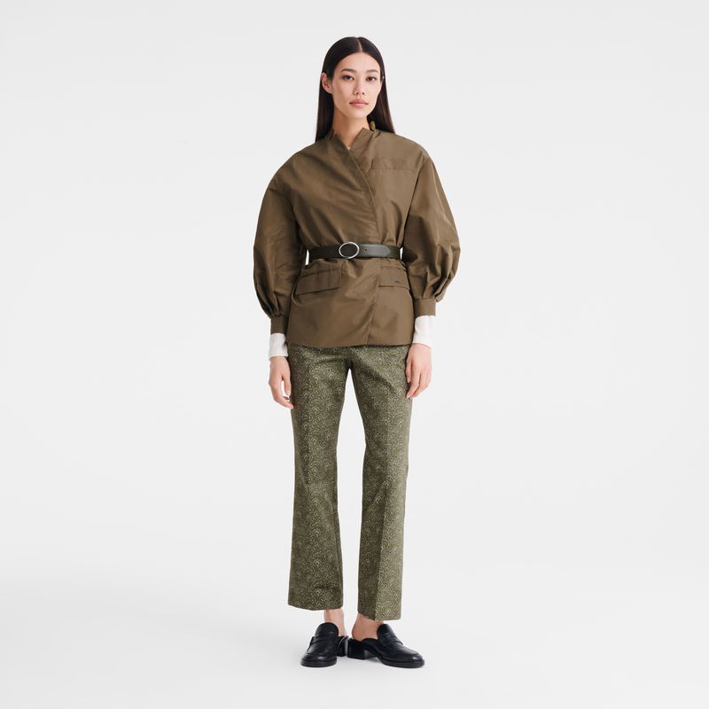 Green Longchamp Printed Gabardine Women Pants | Ksa-197CNOYSQ