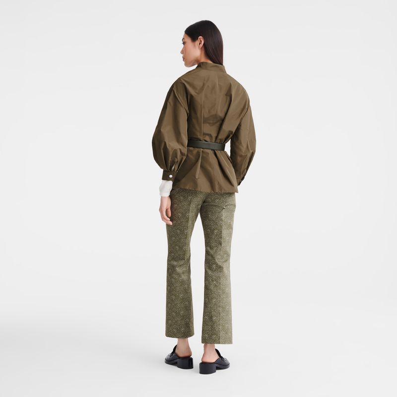 Green Longchamp Printed Gabardine Women Pants | Ksa-197CNOYSQ
