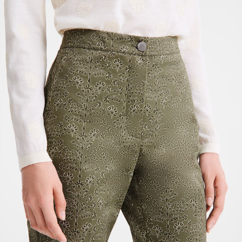 Green Longchamp Printed Gabardine Women Pants | Ksa-197CNOYSQ