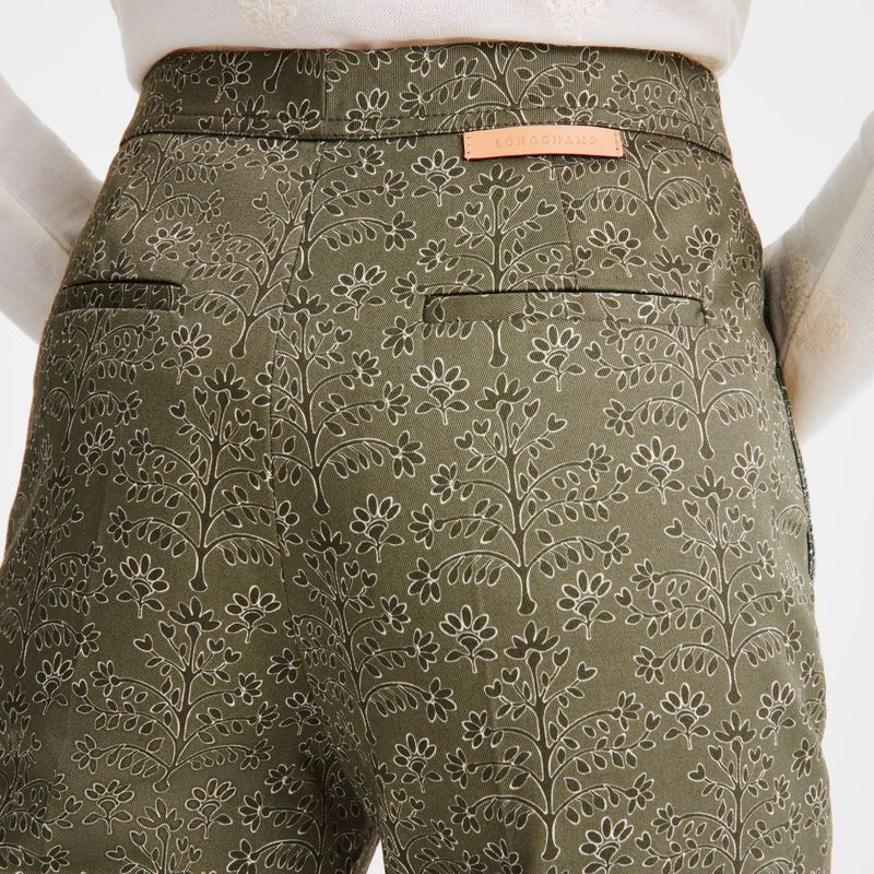 Green Longchamp Printed Gabardine Women Pants | Ksa-197CNOYSQ