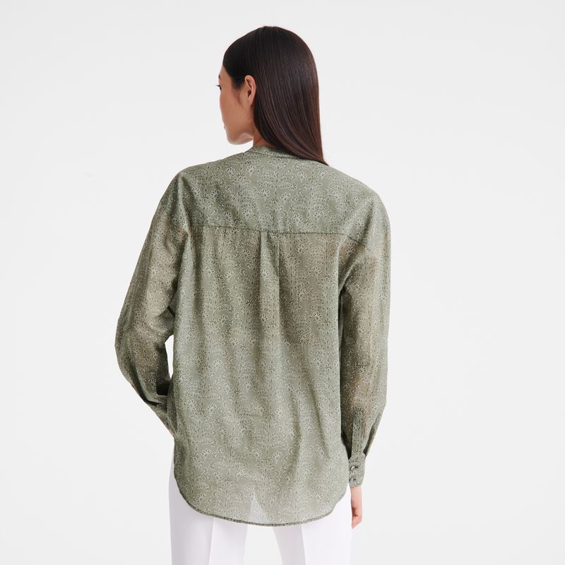 Green Longchamp Printed Veil Women Shirts | Ksa-063QOTWYF