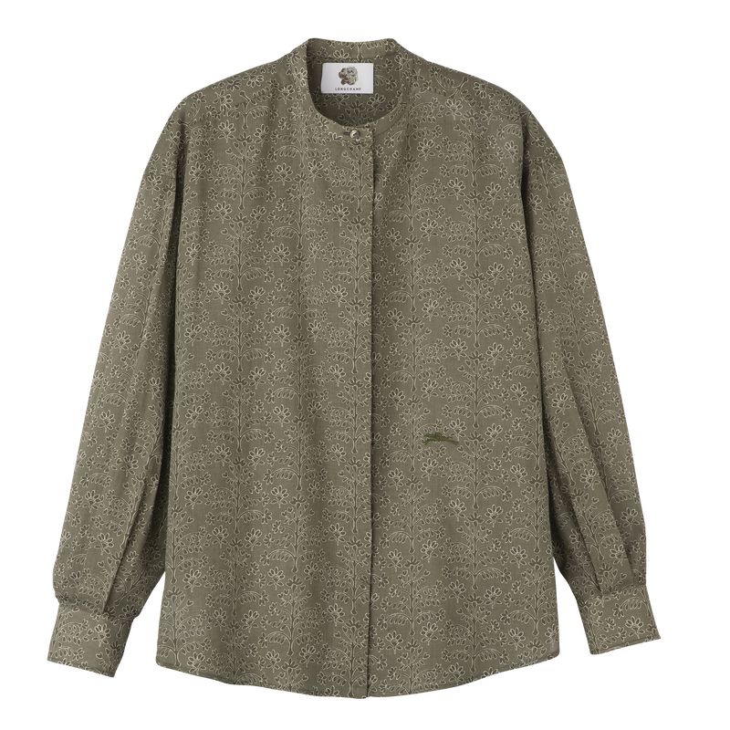 Green Longchamp Printed Veil Women Shirts | Ksa-063QOTWYF
