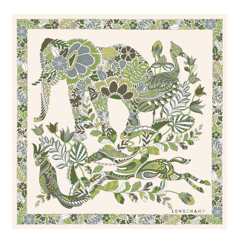 Green / Multicolor Longchamp Forêt 50 Women Scarf | Ksa-940UBTOFV