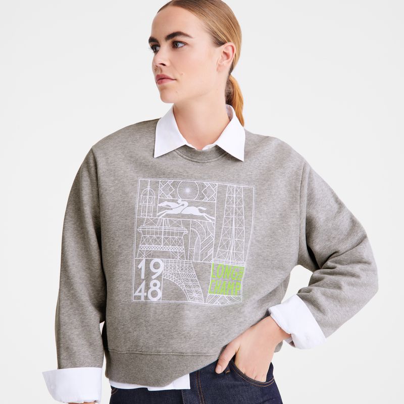 Grey Longchamp Jersey Women Sweatshirt | Ksa-762WAEKIY