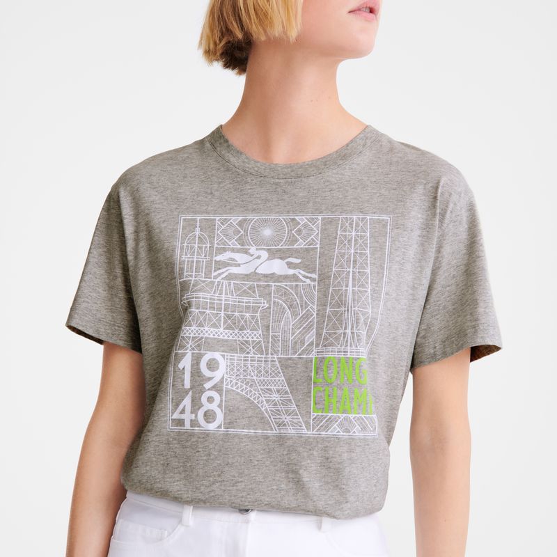 Grey Longchamp Jersey Women T-shirt | Ksa-463GAUWJF